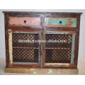 Recycled Scrap Color Wood Iron Jali Panel Sideboard